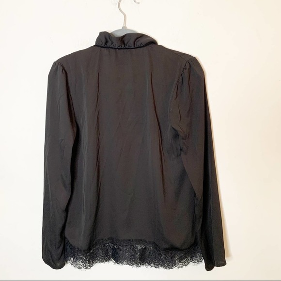 L’Academie Black Ruffle Neck Knit BottomTop SZ S - Picture 6 of 6